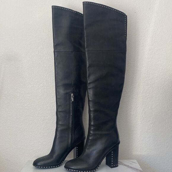 Sigerson Morrison Mars Black Leather Studded Boots - Picture 2 of 14